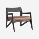 Sillón de madera de acacia y cuero en color negro