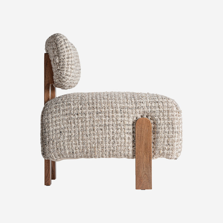 Sillón de madera de acacia y lana en color marrón