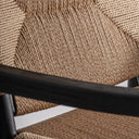 Sillón de madera de caucho y cuerda en color negro – detalle