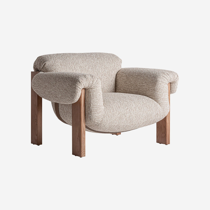 Sillón de madera de caucho y poliéster en color marrón
