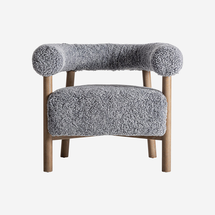 Sillón de madera de fresno y poliéster en color marrón natural
