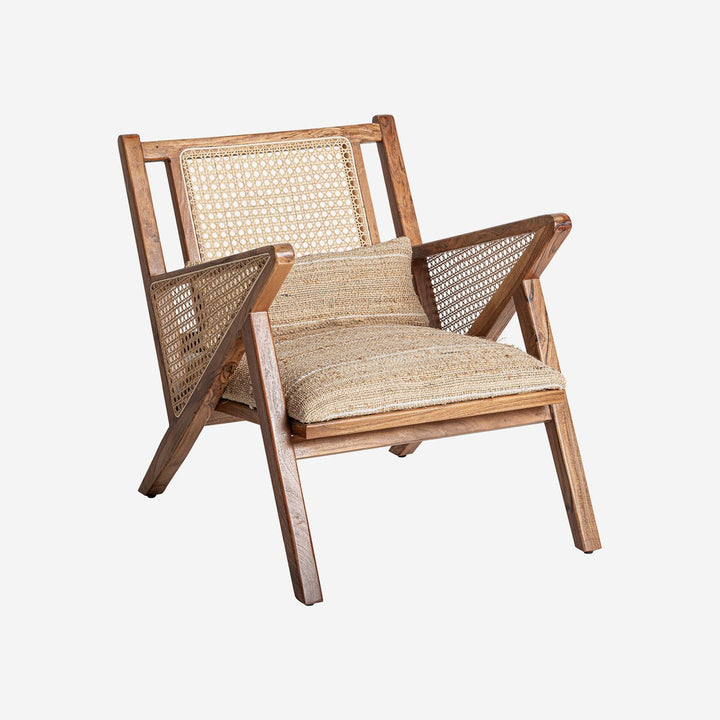 Sillón de madera de mango y algodón en color marrón 61 x 82 x 73 cm