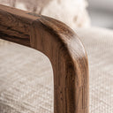 Sillón de madera de mango y algodón en color marrón claro natural – detalle