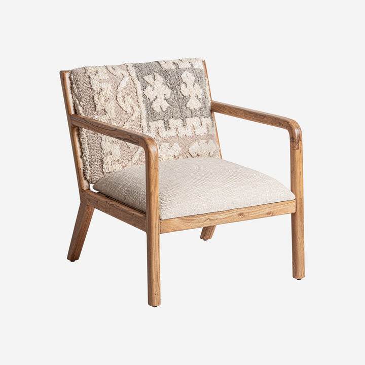 Sillón de madera de mango y algodón en color marrón claro natural