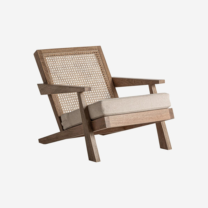Sillón de madera de mango y MDF en color marrón 65 x 90 x 68 cm