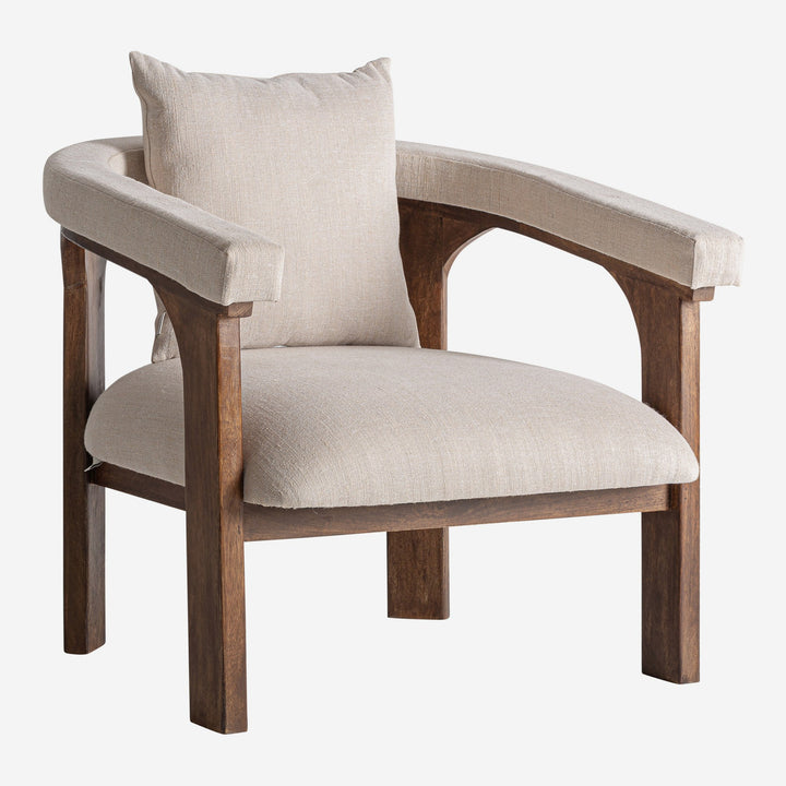 Sillón de madera de mango y MDF en color marrón 79 x 78 x 82 cm