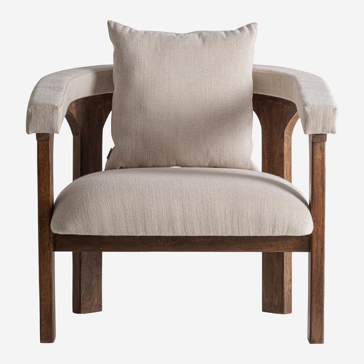 Sillón de madera de mango y MDF en color marrón 79 x 78 x 82 cm