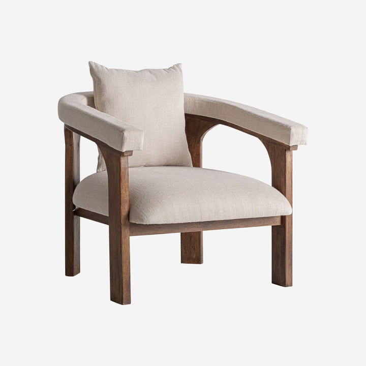 Sillón de madera de mango y MDF en color marrón 79 x 78 x 82 cm