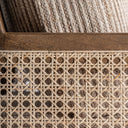 Sillón de madera de mango y mimbre en color marrón – detalle