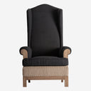 Sillón de madera de mindi y lino en color marrón – Diseño 2 / 92 x 97 x 153 cm