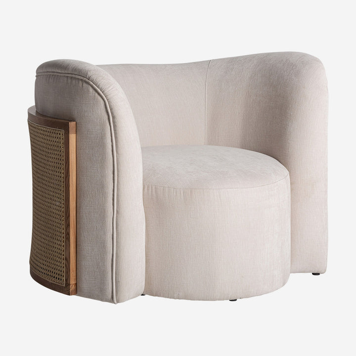 Sillón de madera de pino y poliéster en color blanco roto