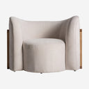 Sillón de madera de pino y poliéster en color blanco roto