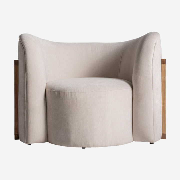 Sillón de madera de pino y poliéster en color blanco roto