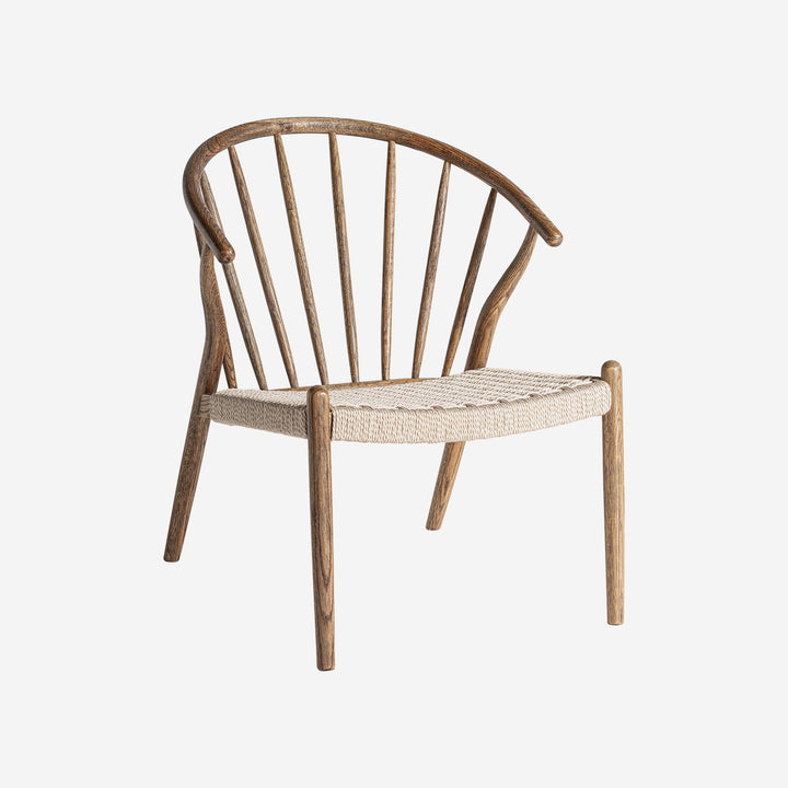 Sillón de madera de roble y cuerda en color marrón 67 x 79 cm