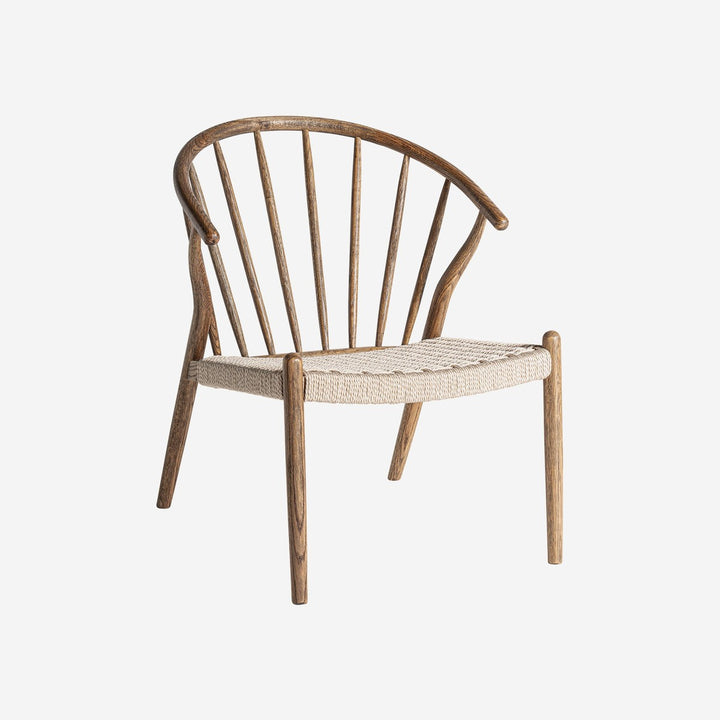 Sillón de madera de roble y cuerda en color marrón 67 x 79 cm