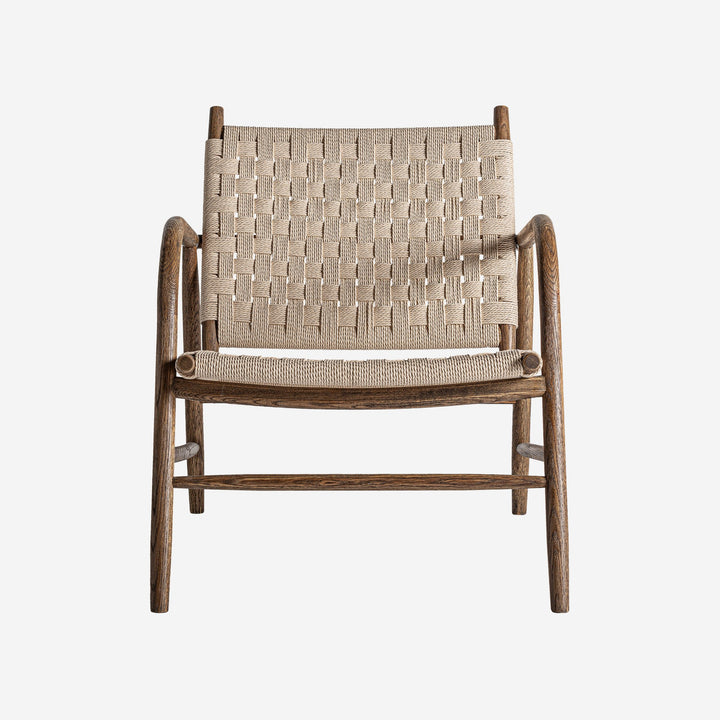 Sillón de madera de roble y cuerda en color marrón 67 x 82 x 80 cm