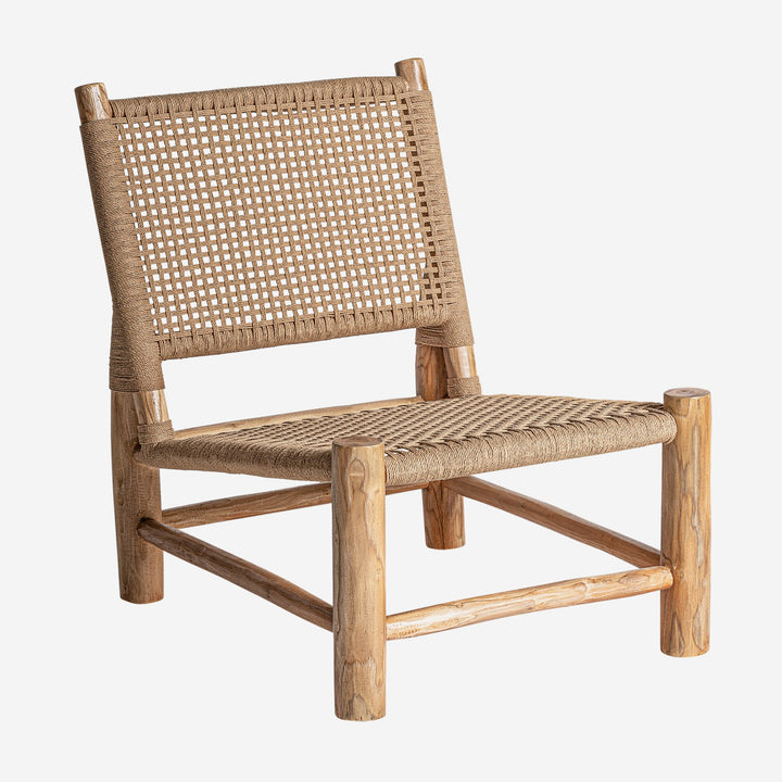 Sillón de madera de teca y cáñamo en color marrón claro