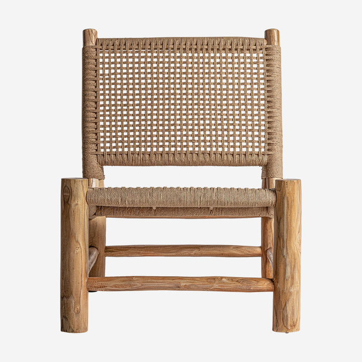 Sillón de madera de teca y cáñamo en color marrón claro