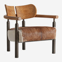 Sillón de madera de teca y hierro en color marrón