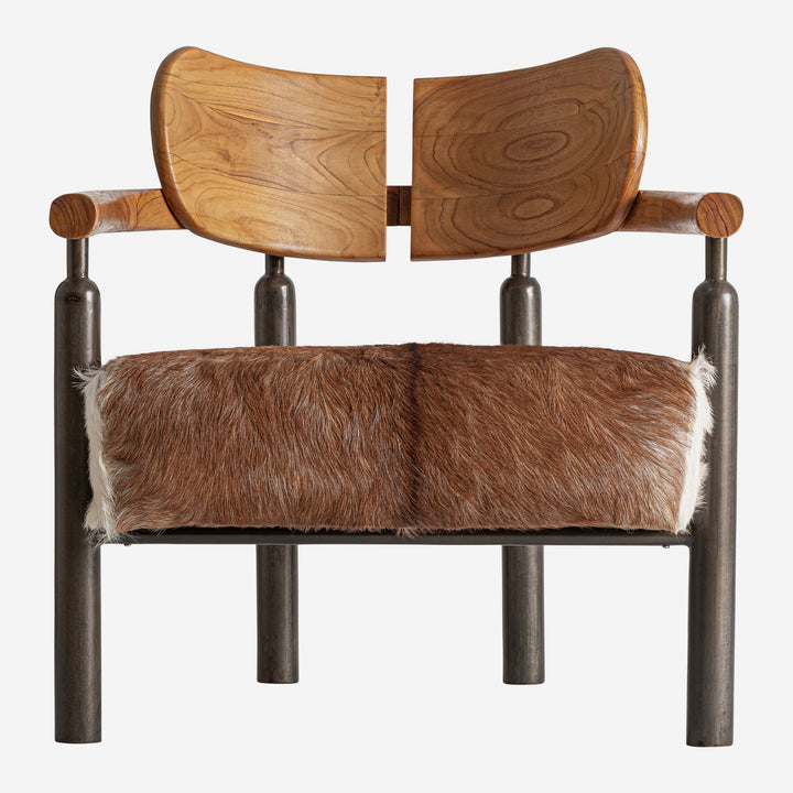 Sillón de madera de teca y hierro en color marrón