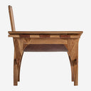 Sillón de madera de teca y piel en color marrón 62 x 77 x 81 cm