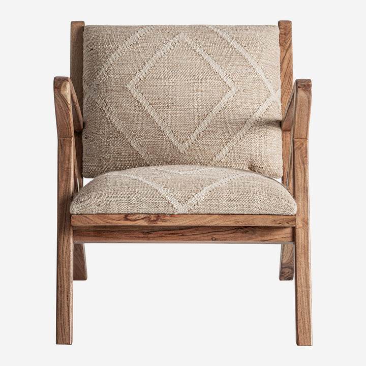 Sillón de yute y madera de mango en tonos marrones