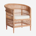 Sillón en color marrón – 84 x 67 x 87 cm / Ratán y algodón