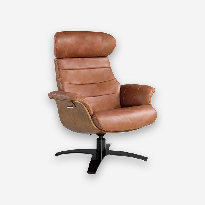 Sillón giratorio reclinable piel camel - Sillón - El Workshop-