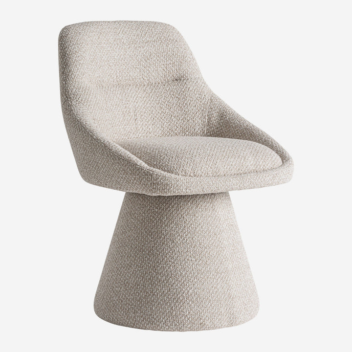 Sillón giratorio tapizado en algodón en color beige