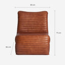 Sillón tapizado en cuero en color marrón – medidas