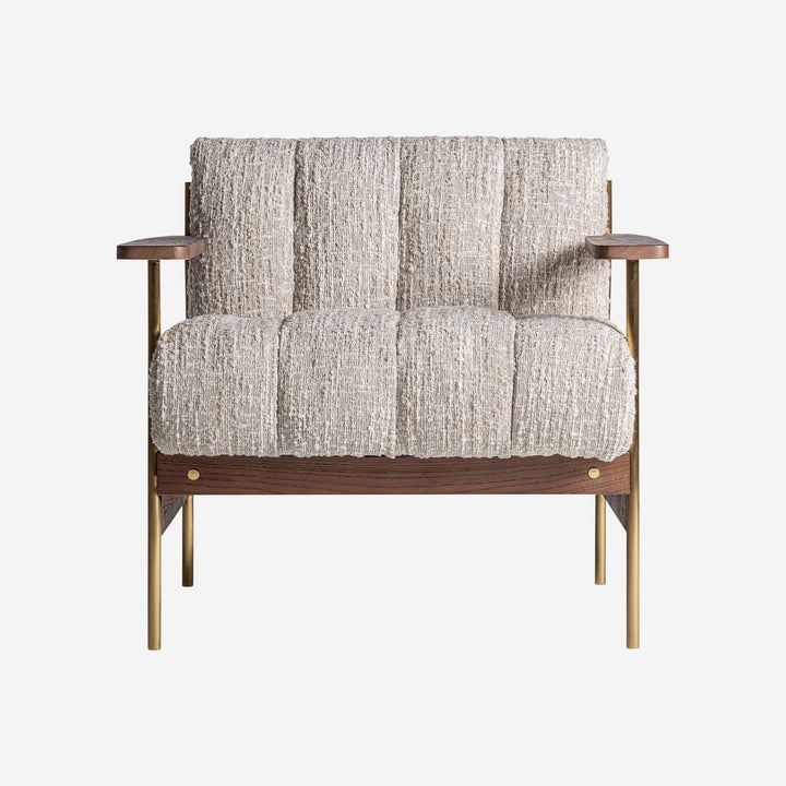 Sillón tapizado en poliéster en color beige jaspeado