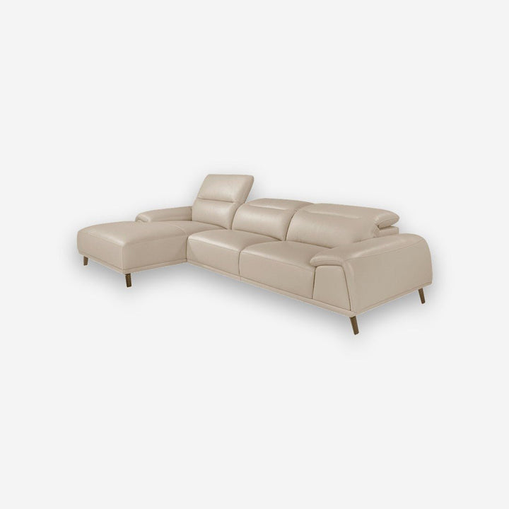 Sofá chaise longue izquierda piel gris taupe - Sofá - El Workshop-Gris Taupe
