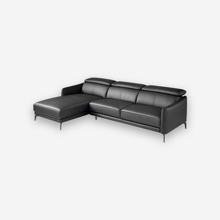 Sofá chaise longue izquierda piel negro - Sofá - El Workshop-Negro
