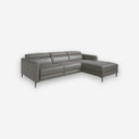 Sofá chaise longue relax derecha piel gris oscuro - Sofá - El Workshop-Gris Oscuro