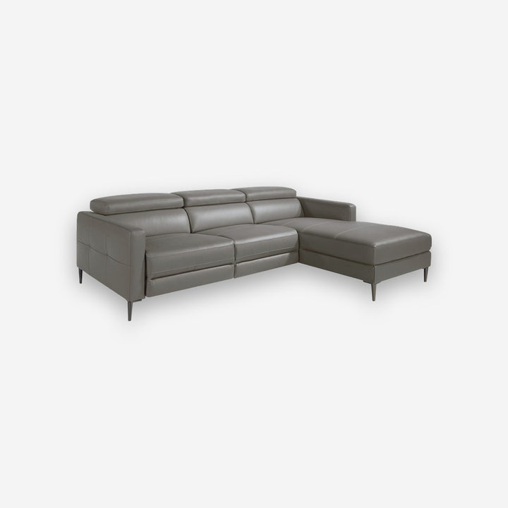 Sofá chaise longue relax derecha piel gris oscuro - Sofá - El Workshop-Gris Oscuro