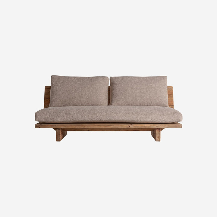 Sofá de madera de pino reciclado y poliéster en color marrón