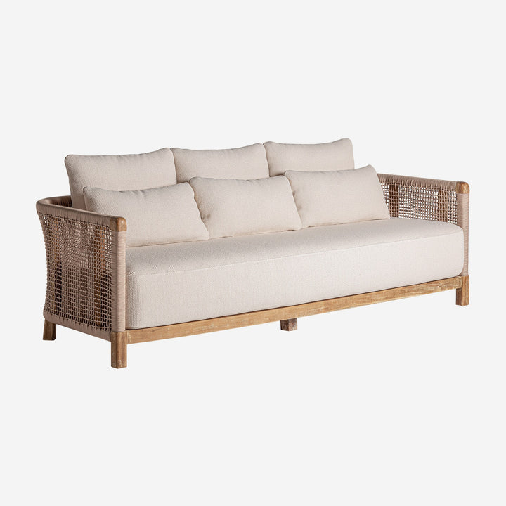 Sofá de madera de teca reciclada en color marrón natural 240 x 90 x 70 cm
