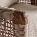 Sofá de madera de teca reciclada en color marrón natural 240 x 90 x 70 cm – detalle