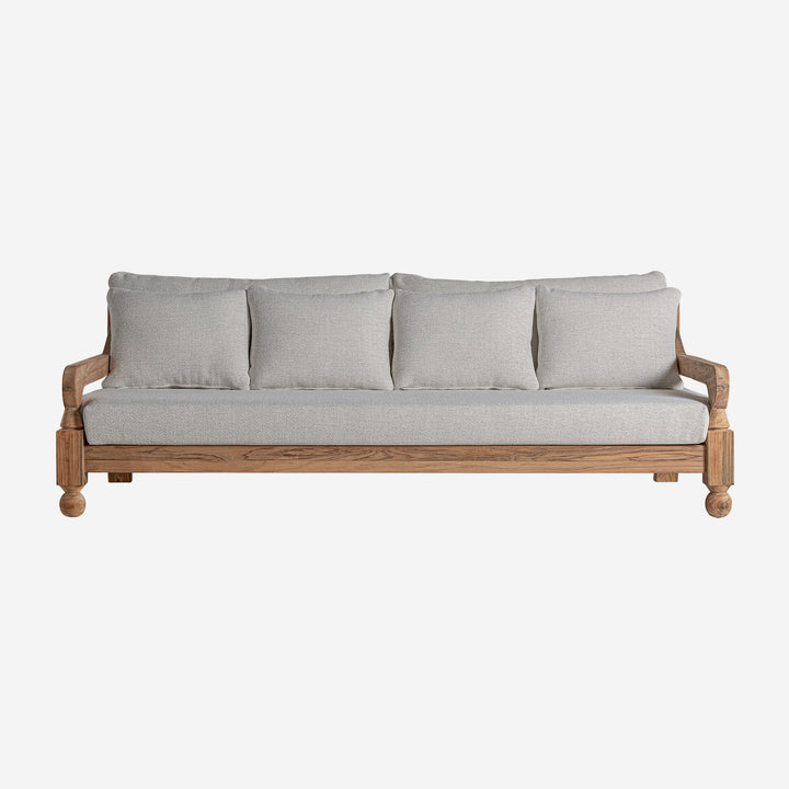 Sofá de madera de teca reciclada en color marrón natural 250 x 128 x 80 cm