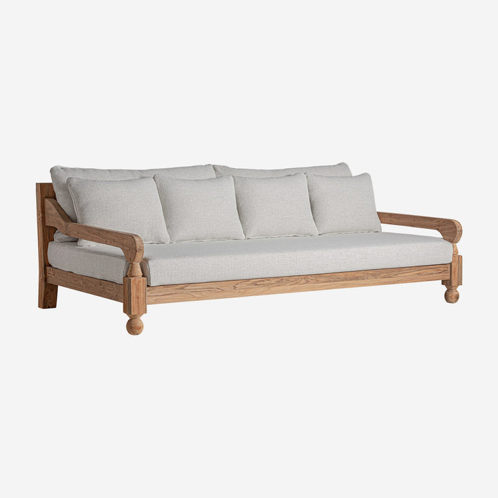 Sofá de madera de teca reciclada en color marrón natural 250 x 128 x 80 cm