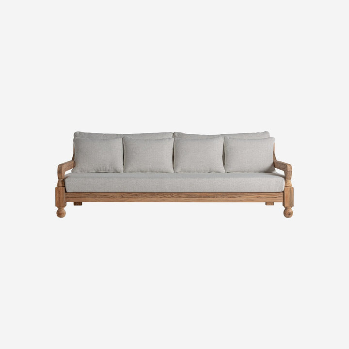 Sofá de madera de teca reciclada en color marrón natural 250 x 128 x 80 cm