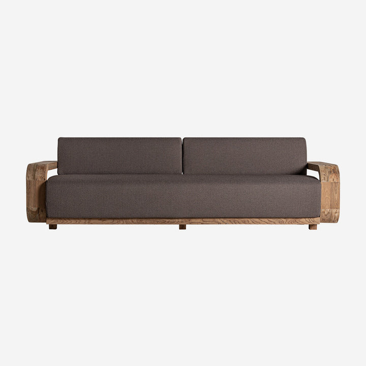 Sofá de madera de teca reciclada en color marrón natural 270 x 100 x 84 cm