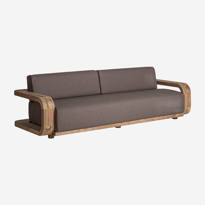 Sofá de madera de teca reciclada en color marrón natural 270 x 100 x 84 cm