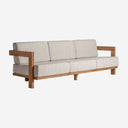 Sofá de madera de teca reciclada y polipropileno reciclado con brazos – Marrón / 240 x 85 x 80 cm