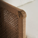 Sofá de madera de teca reciclada y polipropileno reciclado en color marrón – detalle
