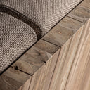 Sofá de madera de teca reciclada y polipropileno reciclado sin brazos – Marrón natural / 265 x 101 x 80 cm – detalle