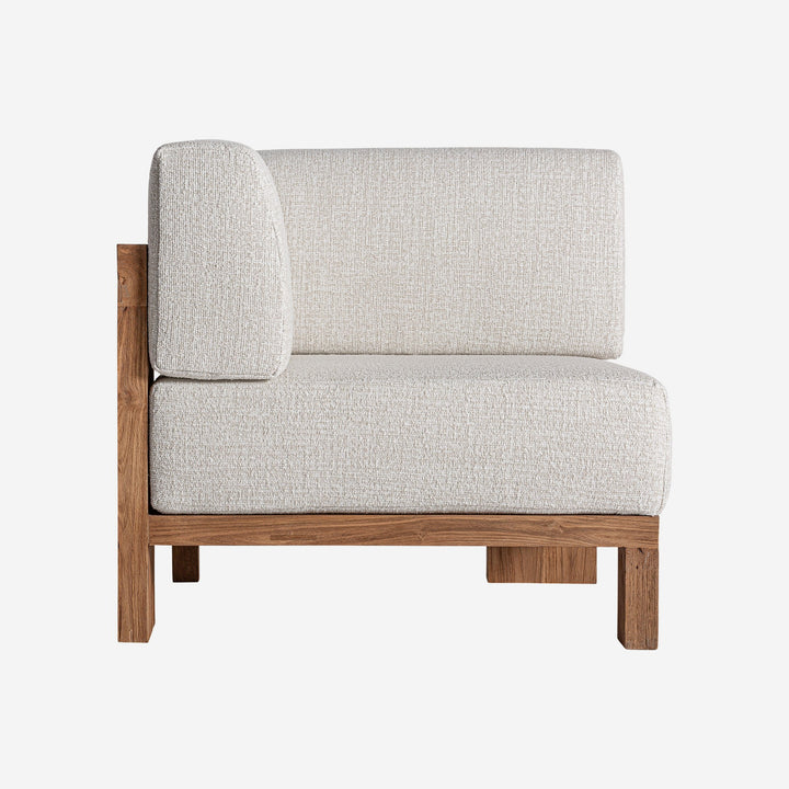 Sofá modular de madera de teca reciclada en color marrón natural