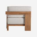 Sofá modular de madera de teca reciclada en color marrón natural