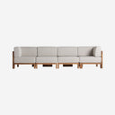 Sofá modular de madera de teca reciclada en color marrón natural