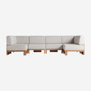 Sofá modular de madera de teca reciclada en color marrón natural
